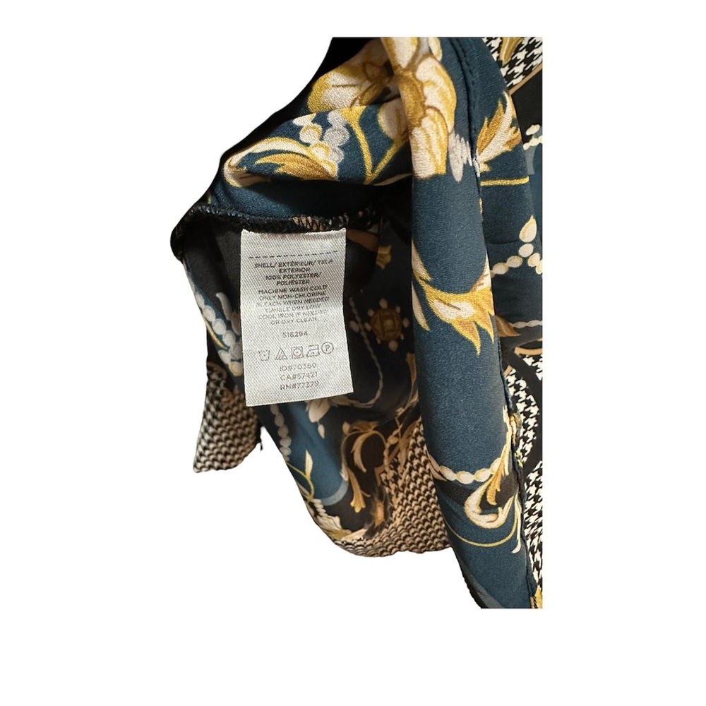 Ann Taylor Blue and Black Blouse with Ornate Pattern M - Picture 5 of 7